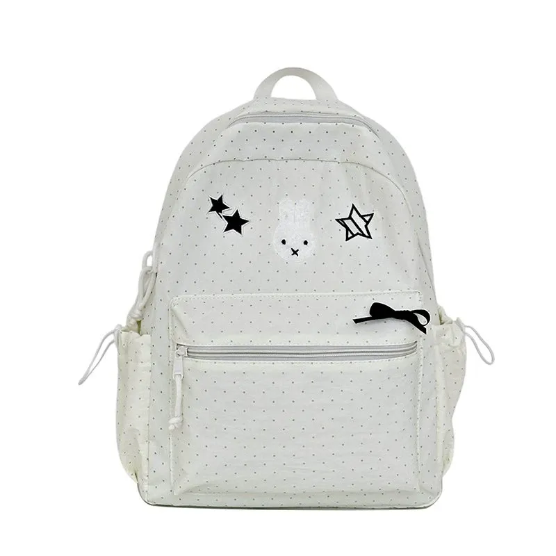 Tas Ransel Anak Bahan Nylon Motif Polkadot Bentuk Kotak Tali Panjang Resleting Grosir Import