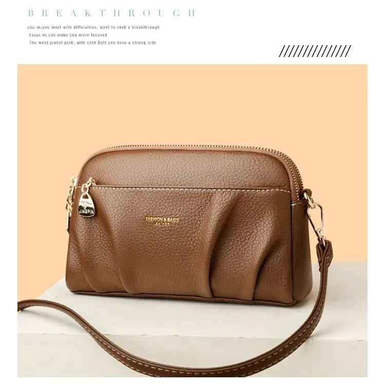 Tas Selempang Wanita Bahan PU Sintetis Polos Warna Hitam Bentuk Kotak Tali Resleting Grosir