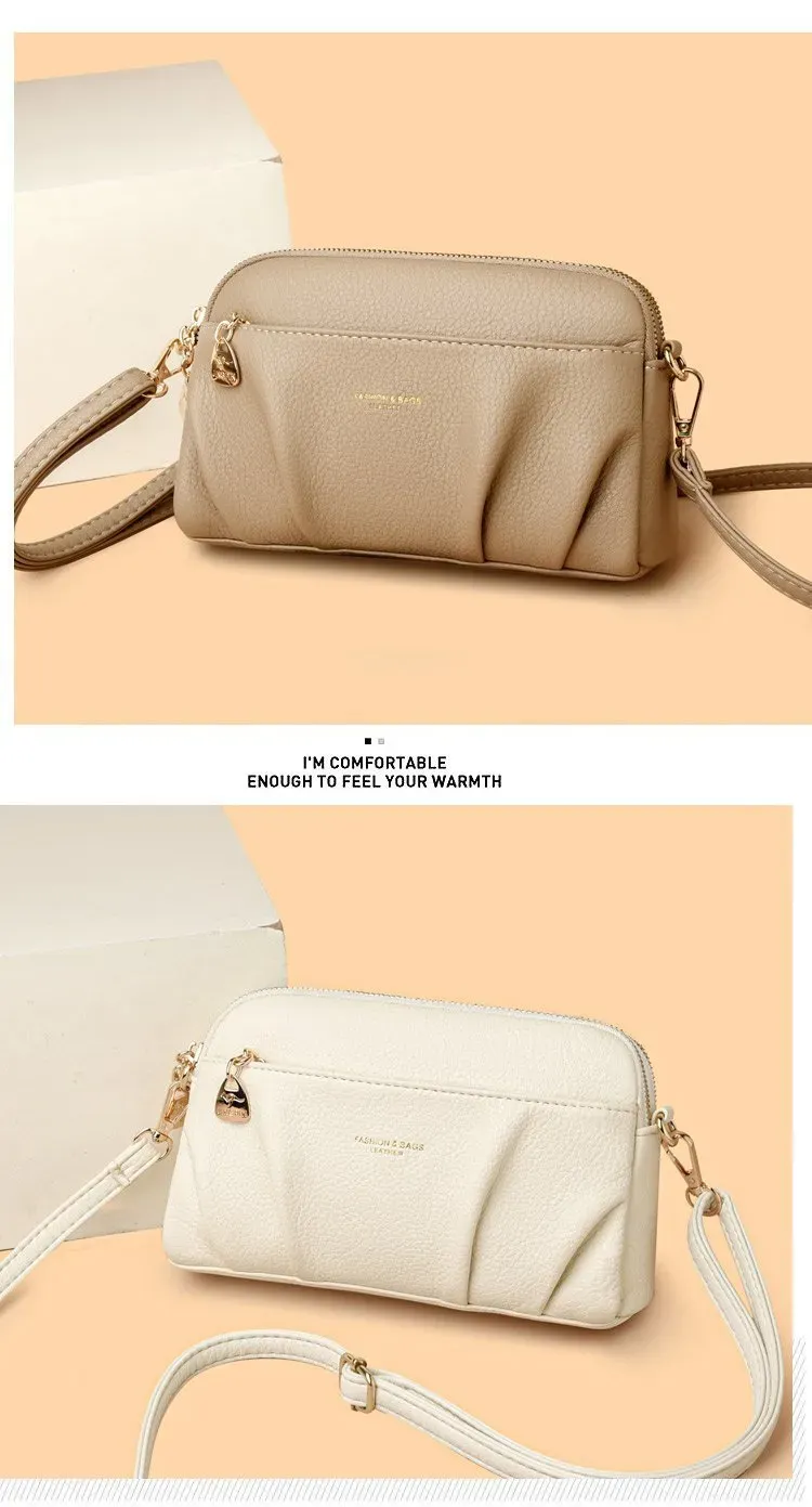 Tas Selempang Wanita Bahan PU Sintetis Polos Warna Hitam Bentuk Kotak Tali Resleting Grosir