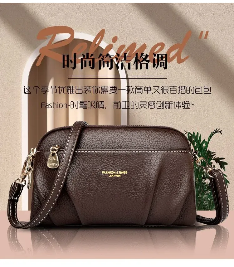 Tas Selempang Wanita Bahan PU Sintetis Polos Warna Hitam Bentuk Kotak Tali Resleting Grosir