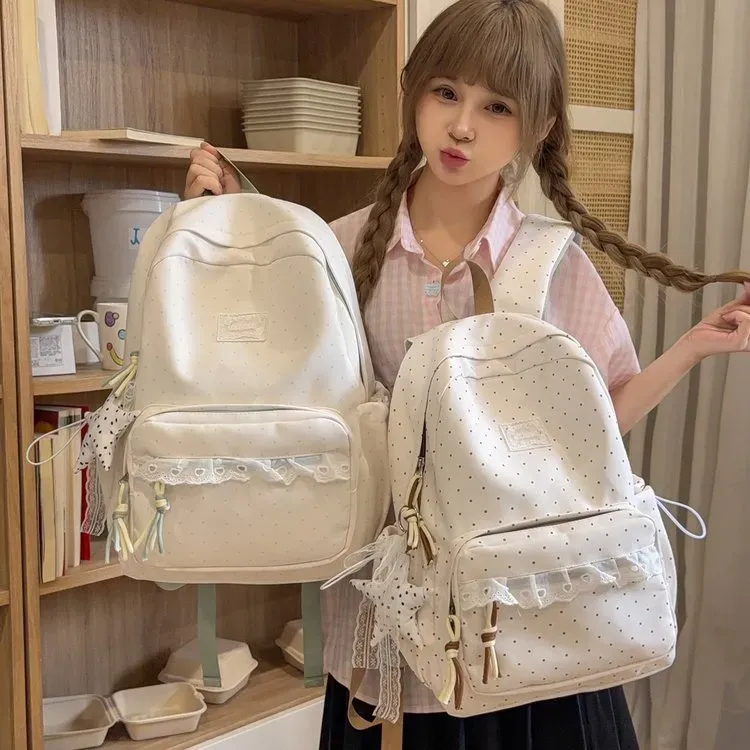 Tas Ransel Wanita Bahan Nylon Motif Print Warna Hitam Bentuk Kotak Tali Lebar Grosir Import