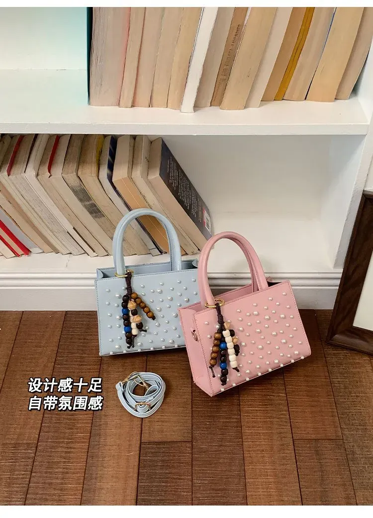 Tas Selempang Wanita Bahan PU Sintetis Polos Warna Biru Bentuk Kotak Tali Resleting Grosir