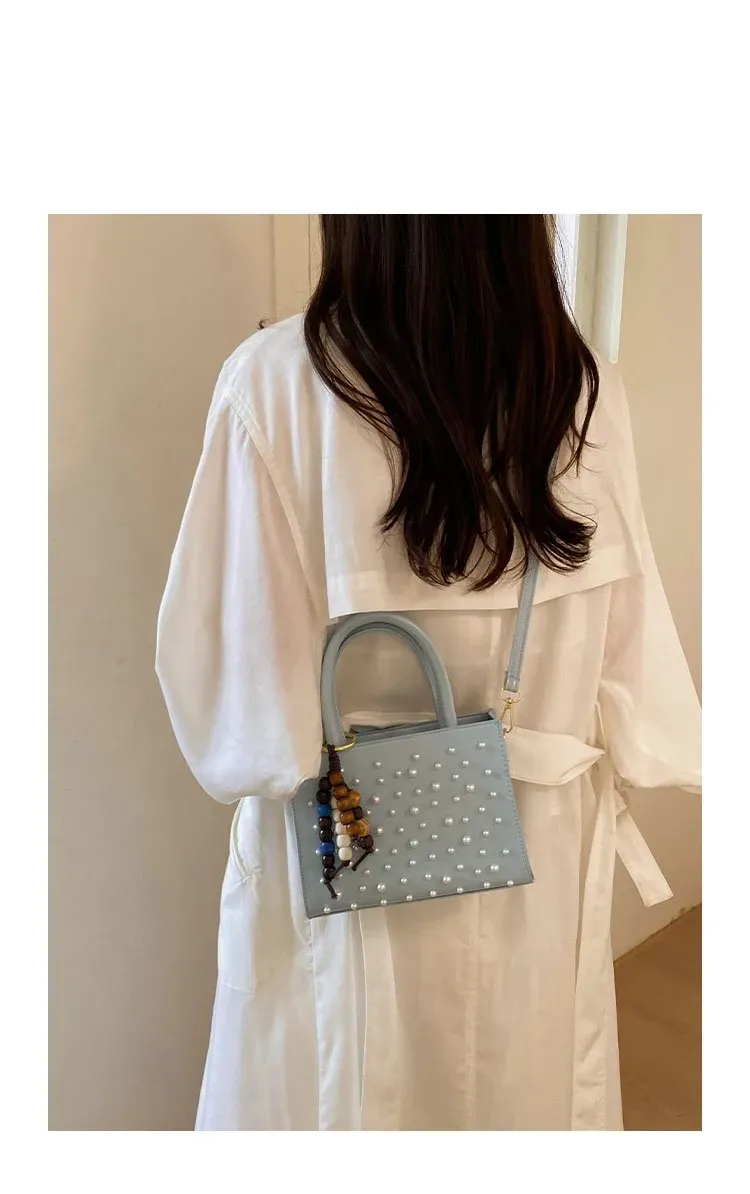Tas Selempang Wanita Bahan PU Sintetis Polos Warna Biru Bentuk Kotak Tali Resleting Grosir