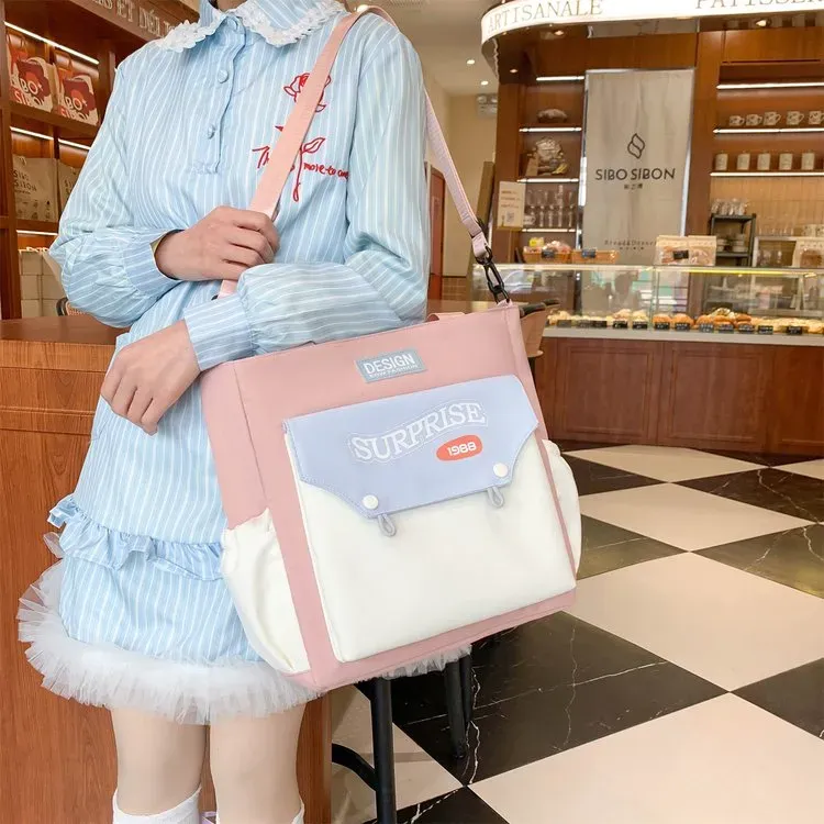 Tas Selempang Wanita Bahan Nylon Polos Warna Putih Bentuk Kotak Tali Panjang Grosir Import
