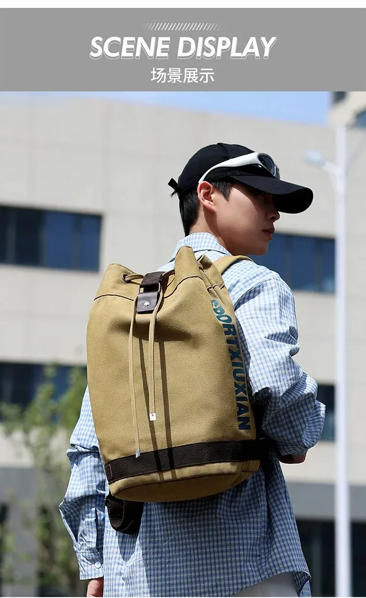 Tas Ransel Wanita Bahan Oxford Polos Bentuk Kotak Tali Serut Kapasitas Besar Grosir Import