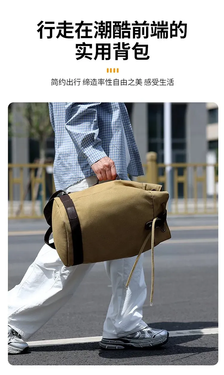 Tas Ransel Wanita Bahan Oxford Polos Bentuk Kotak Tali Serut Kapasitas Besar Grosir Import