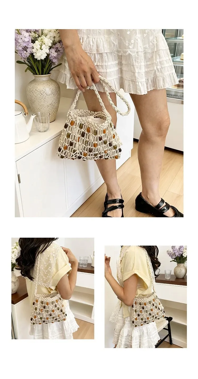 Tas Selempang Wanita Bahan PU Sintetis Motif Print Warna Beige Bentuk Kotak Tali Grosir Import