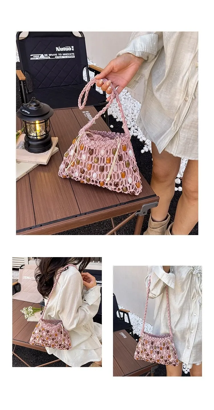 Tas Selempang Wanita Bahan PU Sintetis Motif Print Warna Beige Bentuk Kotak Tali Grosir Import