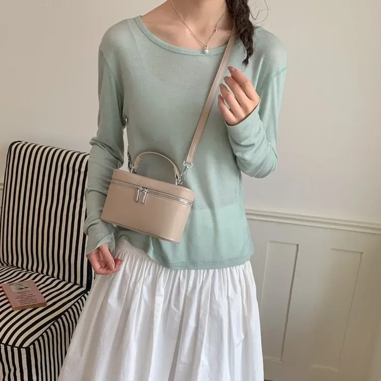 Tas Selempang Wanita Bahan PU Sintetis Polos Warna Hitam Bentuk Kotak Tali Stok Grosir