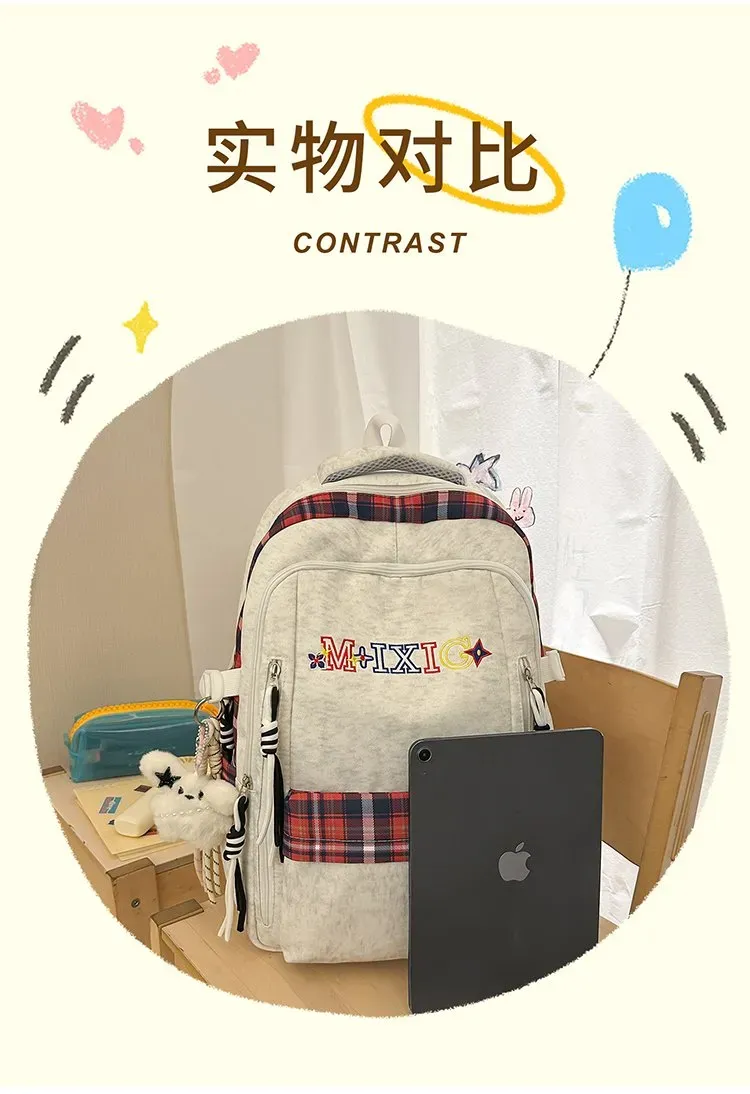 Tas Ransel Wanita Bahan Nylon Polos Warna Abu-Abu Bentuk Kotak Tali Serut Grosir Import