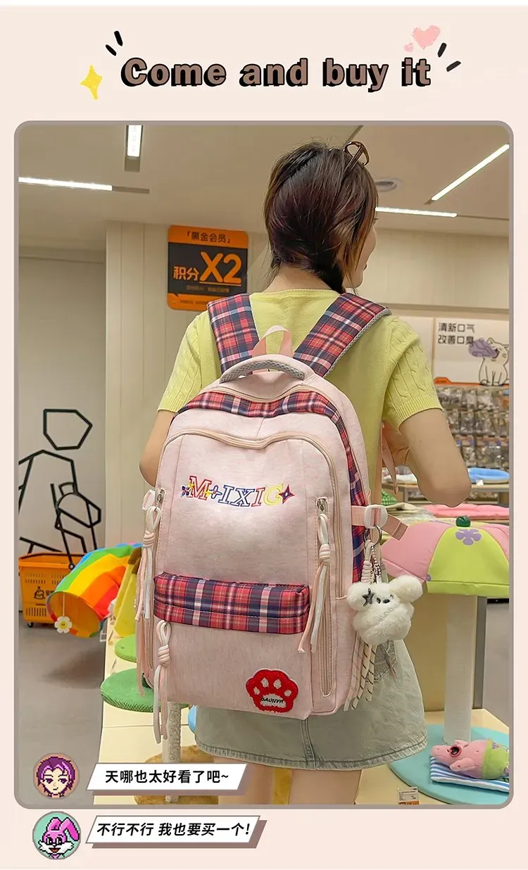 Tas Ransel Wanita Bahan Nylon Polos Warna Abu-Abu Bentuk Kotak Tali Serut Grosir Import