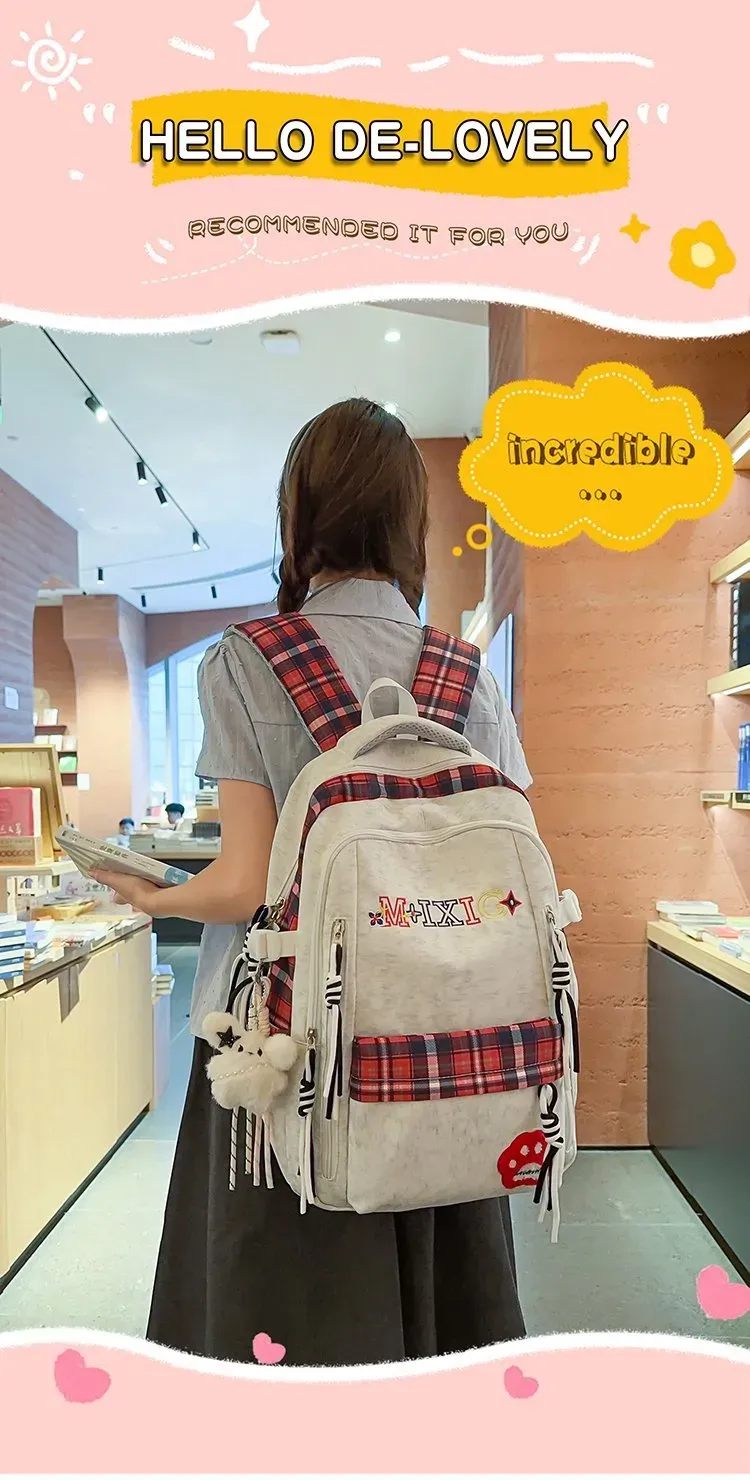 Tas Ransel Wanita Bahan Nylon Polos Warna Abu-Abu Bentuk Kotak Tali Serut Grosir Import