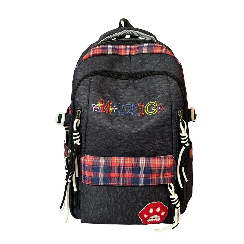 Tas Ransel Wanita Bahan Nylon Polos Warna Abu-Abu Bentuk Kotak Tali Serut Grosir Import