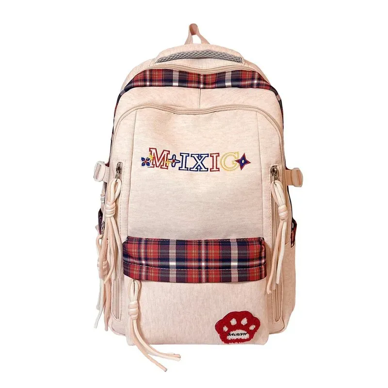 Tas Ransel Wanita Bahan Nylon Polos Warna Abu-Abu Bentuk Kotak Tali Serut Grosir Import