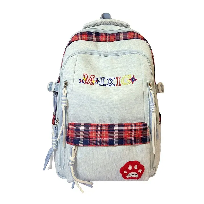 Tas Ransel Wanita Bahan Nylon Polos Warna Abu-Abu Bentuk Kotak Tali Serut Grosir Import