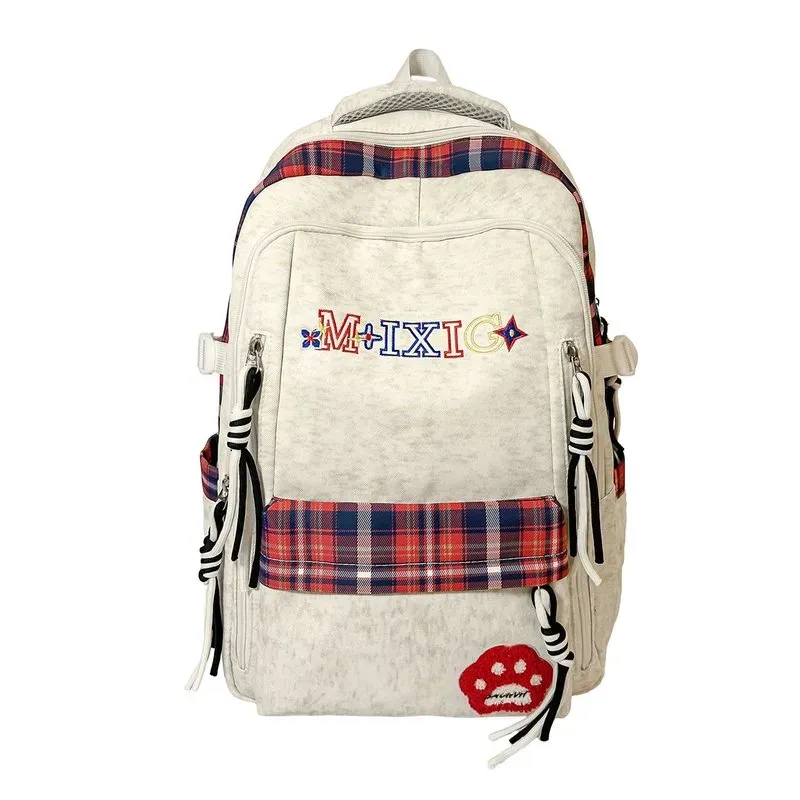 Tas Ransel Wanita Bahan Nylon Polos Warna Abu-Abu Bentuk Kotak Tali Serut Grosir Import