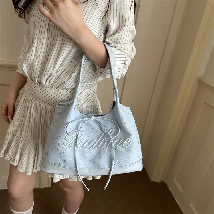Tas Selempang Wanita Bahan PU Sintetis Motif Bintang Warna Pink Bentuk Kotak Grosir Import
