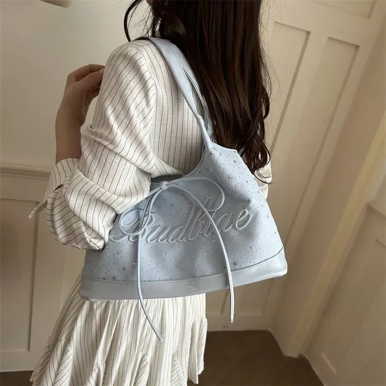 Tas Selempang Wanita Bahan PU Sintetis Motif Bintang Warna Pink Bentuk Kotak Grosir Import