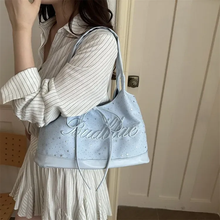 Tas Selempang Wanita Bahan PU Sintetis Motif Bintang Warna Pink Bentuk Kotak Grosir Import
