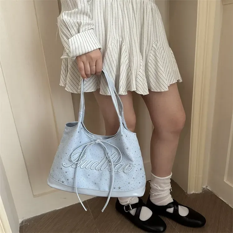 Tas Selempang Wanita Bahan PU Sintetis Motif Bintang Warna Pink Bentuk Kotak Grosir Import