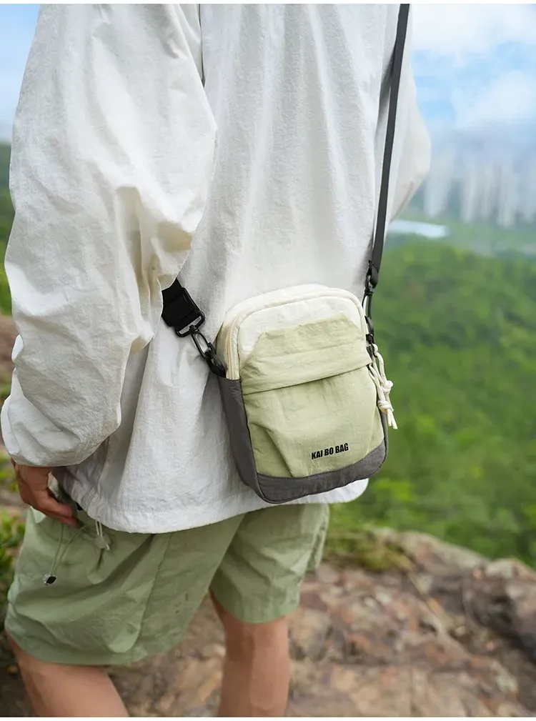 Tas Selempang Pria Bahan Nylon Polos Warna Abu-Abu Bentuk Kotak Tali Panjang Harga Grosir