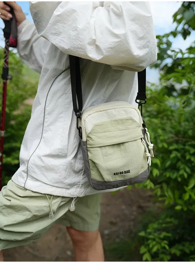 Tas Selempang Pria Bahan Nylon Polos Warna Abu-Abu Bentuk Kotak Tali Panjang Harga Grosir