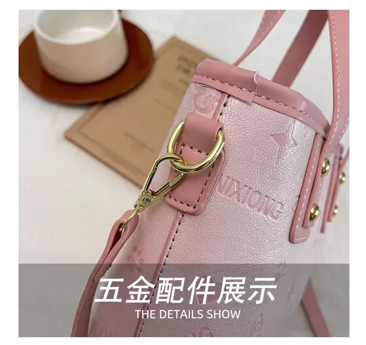 Tas Selempang Wanita Bahan PU Sintetis Motif Print Warna Pink Bentuk Kotak Tali Motif Floral