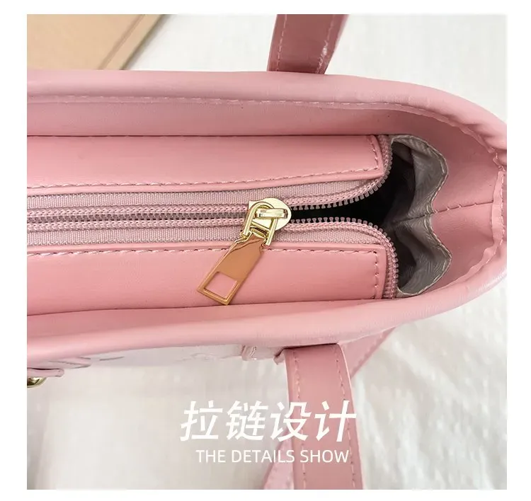 Tas Selempang Wanita Bahan PU Sintetis Motif Print Warna Pink Bentuk Kotak Tali Motif Floral