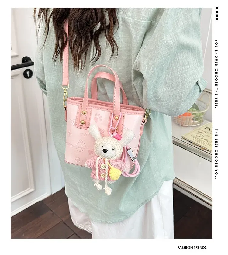 Tas Selempang Wanita Bahan PU Sintetis Motif Print Warna Pink Bentuk Kotak Tali Motif Floral