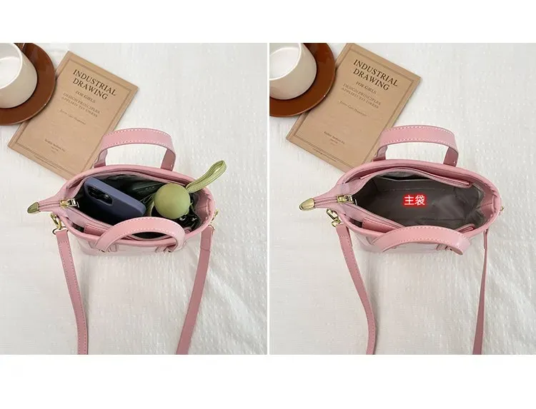 Tas Selempang Wanita Bahan PU Sintetis Motif Print Warna Pink Bentuk Kotak Tali Motif Floral