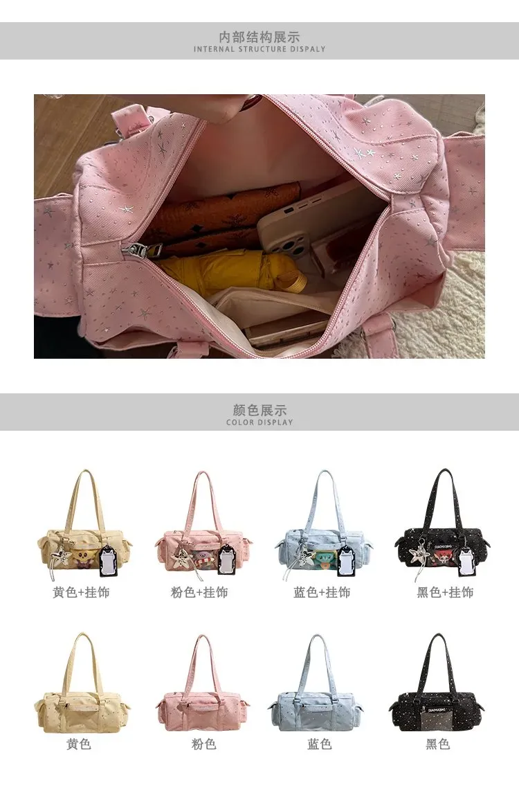 Tas Kosmetik Bahan PU Sintetis Motif Print Warna Hitam Bentuk Kotak Tali Lebar Grosir Import