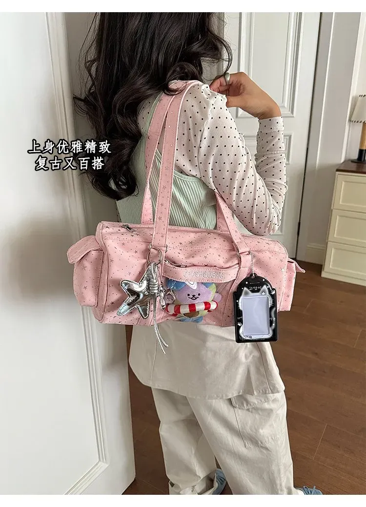 Tas Kosmetik Bahan PU Sintetis Motif Print Warna Hitam Bentuk Kotak Tali Lebar Grosir Import