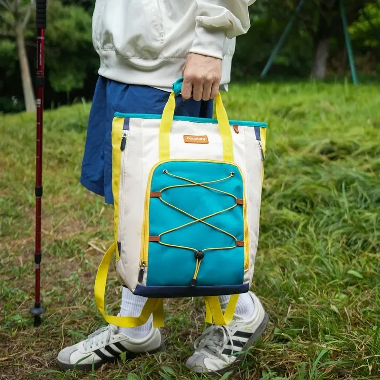 Tas Ransel Wanita Bahan Nylon Polos Warna Biru Bentuk Kotak Tali Lebar Resleting untuk Jualan