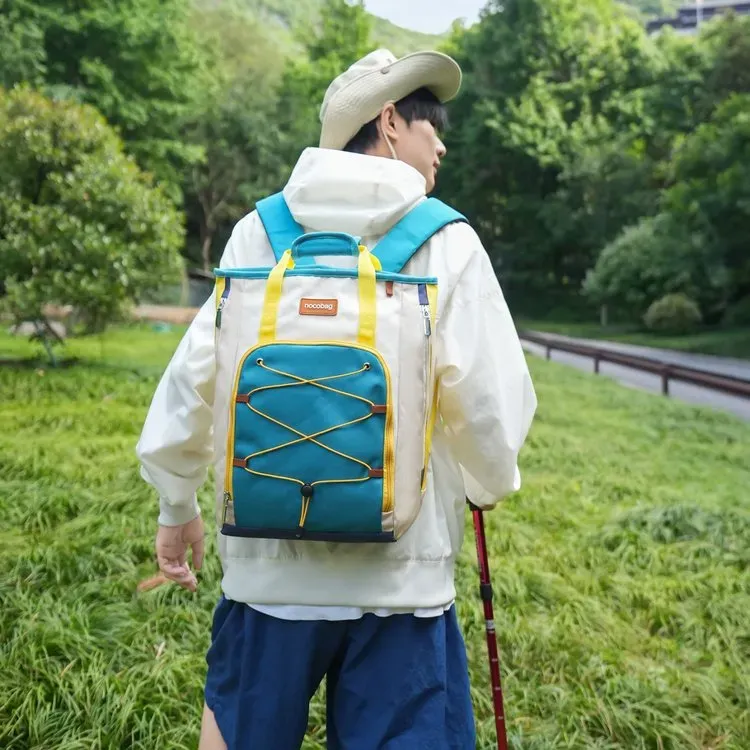 Tas Ransel Wanita Bahan Nylon Polos Warna Biru Bentuk Kotak Tali Lebar Resleting untuk Jualan