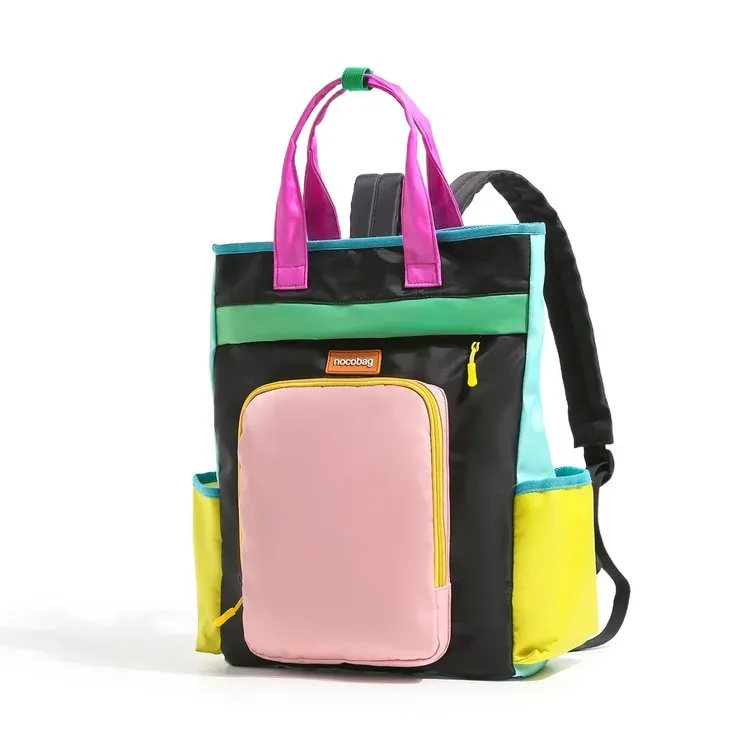Tas Ransel Wanita Bahan Nylon Polos Bentuk Kotak Tali Panjang Resleting Grosir Import