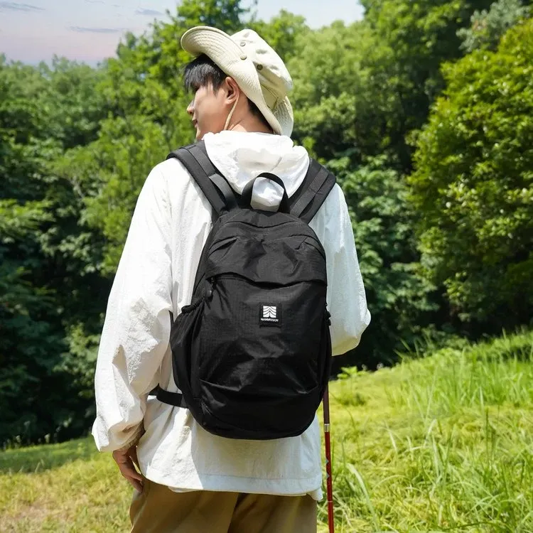 Tas Ransel Wanita Bahan Nylon Polos Warna Hitam Bentuk Kotak Tali Lebar Resleting untuk Travel