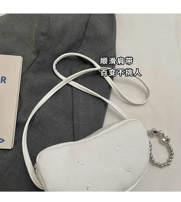 Tas Selempang Wanita Bahan PU Sintetis Polos Bentuk Bulat Tali Panjang Resleting untuk Reseller