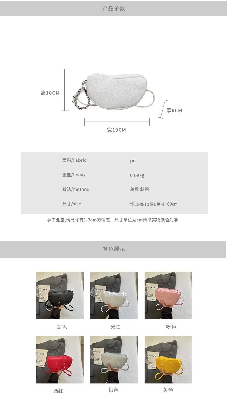 Tas Selempang Wanita Bahan PU Sintetis Polos Bentuk Bulat Tali Panjang Resleting untuk Reseller
