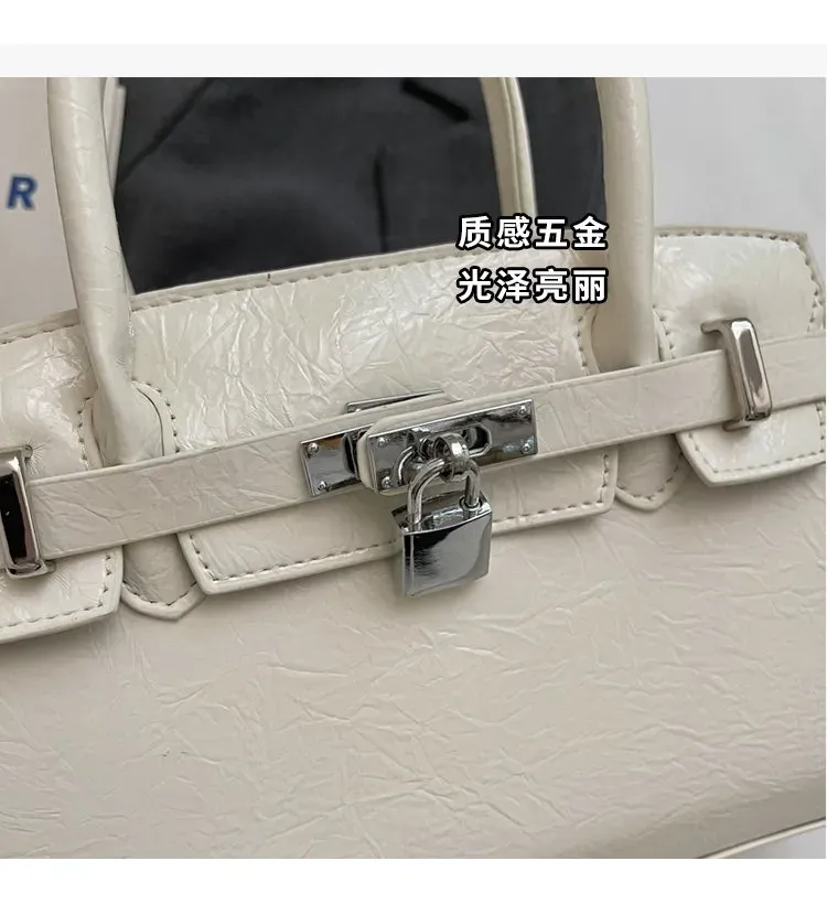 Tas Selempang Wanita Bahan PU Sintetis Polos Warna Putih Bentuk Kotak Tali untuk Reseller