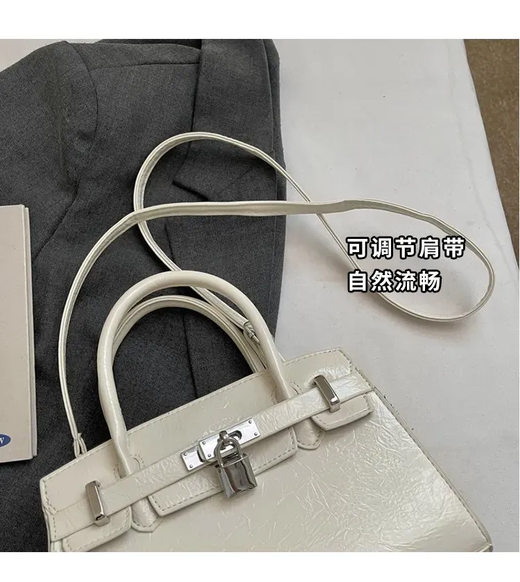 Tas Selempang Wanita Bahan PU Sintetis Polos Warna Putih Bentuk Kotak Tali untuk Reseller