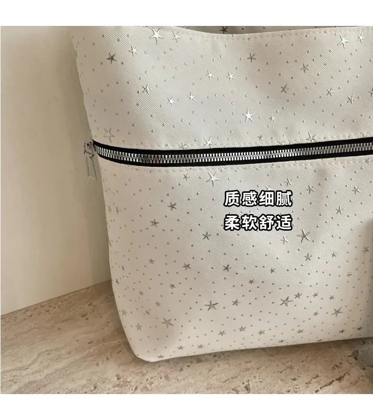 Tas Selempang Wanita Bahan PU Sintetis Motif Print Warna Putih Bentuk Kotak Tali Pilihan