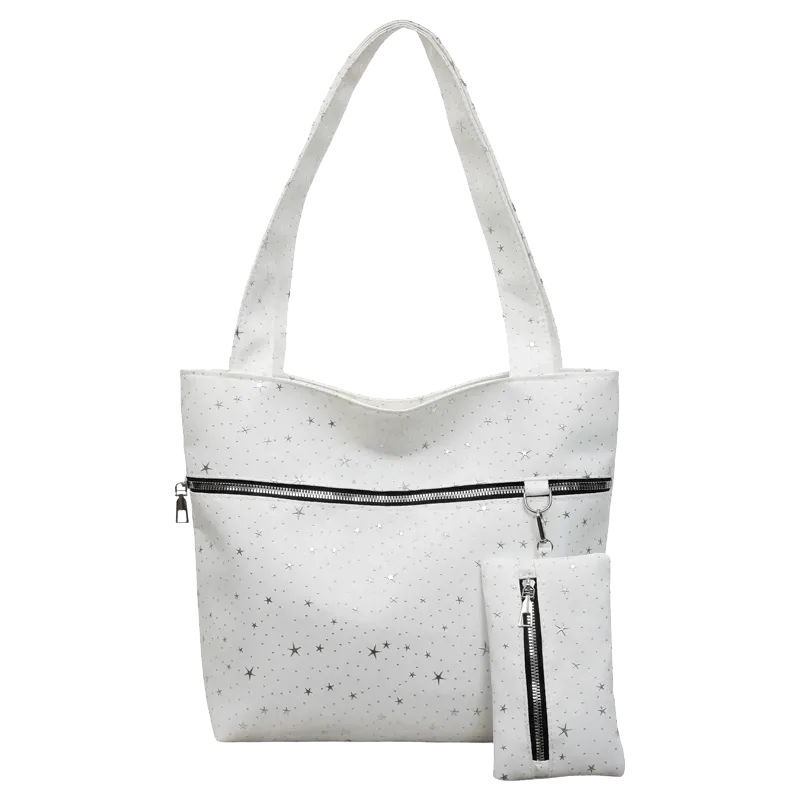 Tas Selempang Wanita Bahan PU Sintetis Motif Print Warna Putih Bentuk Kotak Tali Pilihan