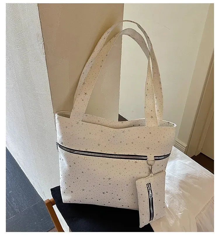 Tas Selempang Wanita Bahan PU Sintetis Motif Print Warna Putih Bentuk Kotak Tali Pilihan