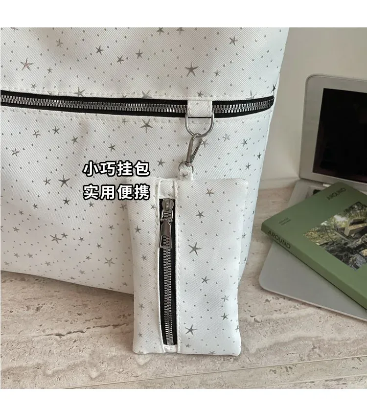 Tas Selempang Wanita Bahan PU Sintetis Motif Print Warna Putih Bentuk Kotak Tali Pilihan