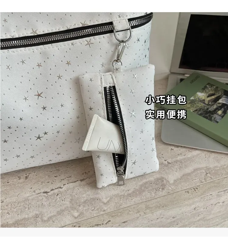 Tas Selempang Wanita Bahan PU Sintetis Motif Print Warna Putih Bentuk Kotak Tali Pilihan