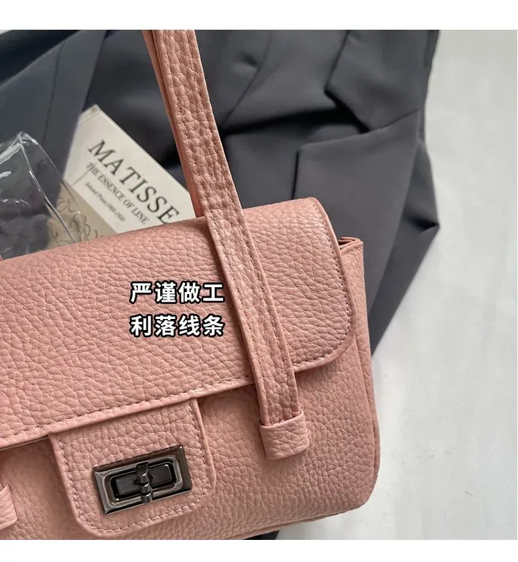 Tas Selempang Wanita Bahan PU Sintetis Polos Bentuk Kotak Tali Panjang Resleting Model Import