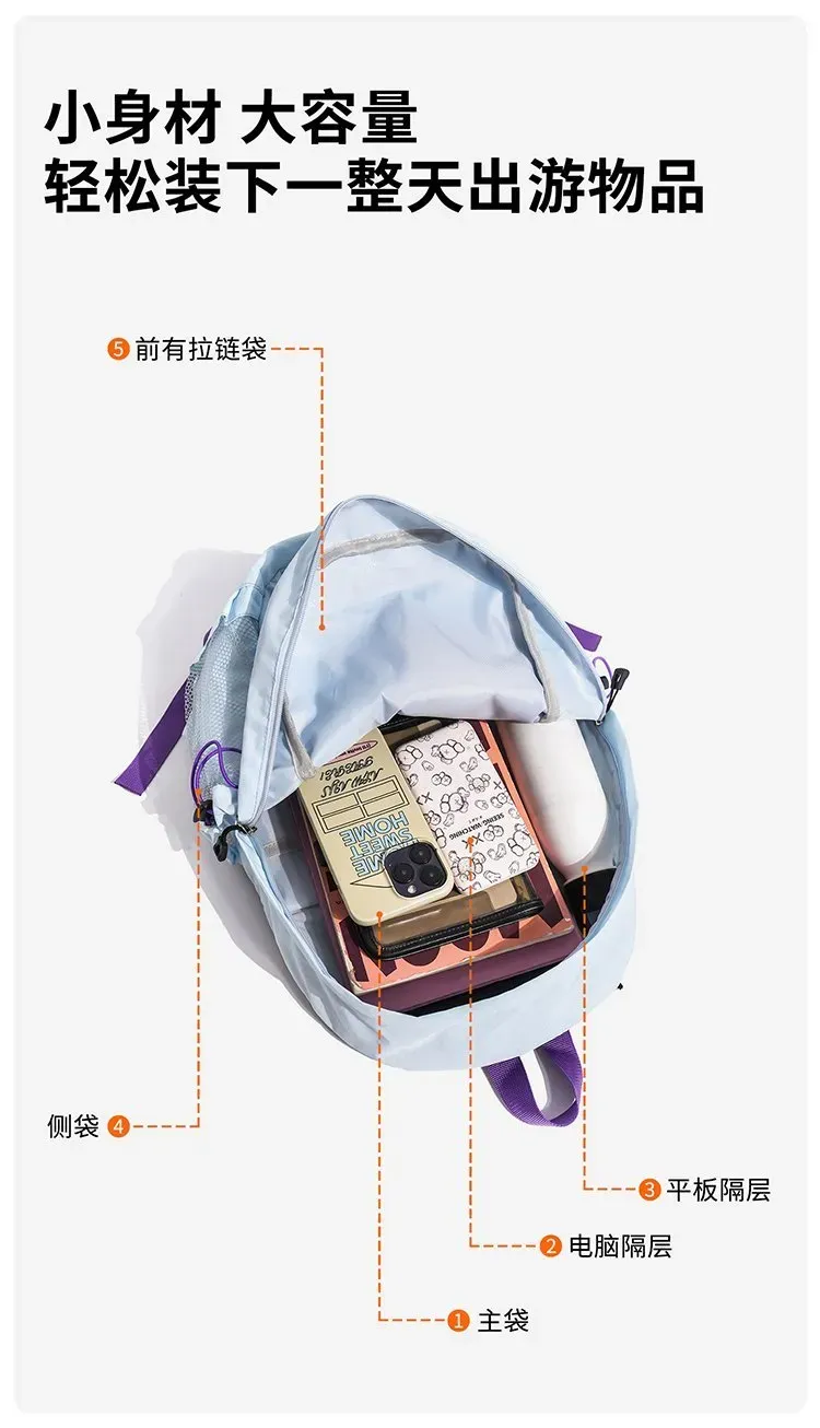Tas Ransel Wanita Bahan Nylon Polos Warna Abu-Abu Bentuk Kotak Tali Serut Resleting Grosir
