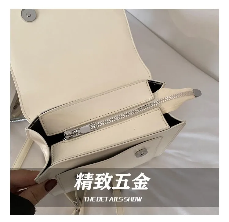 Tas Selempang Wanita Bahan PU Sintetis Polos Warna Pink Bentuk Kotak Tali Resleting Grosir