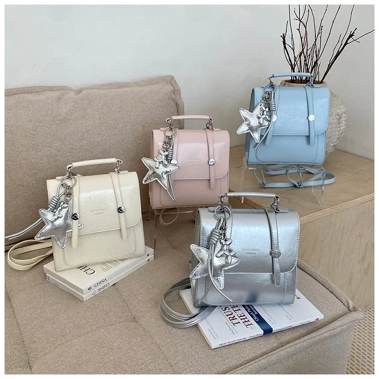 Tas Selempang Wanita Bahan PU Sintetis Polos Warna Pink Bentuk Kotak Tali Resleting Grosir