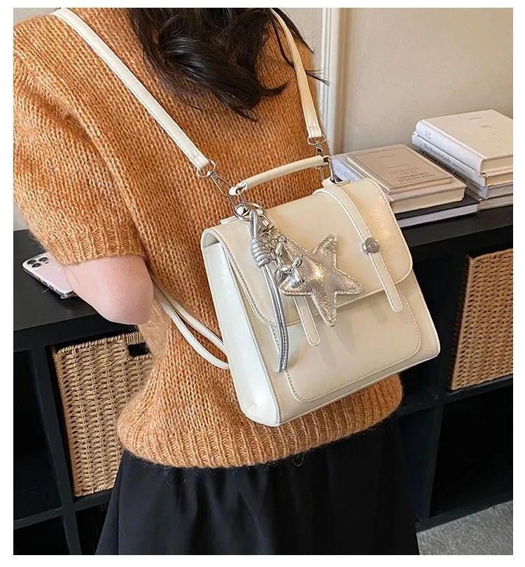 Tas Selempang Wanita Bahan PU Sintetis Polos Warna Pink Bentuk Kotak Tali Resleting Grosir